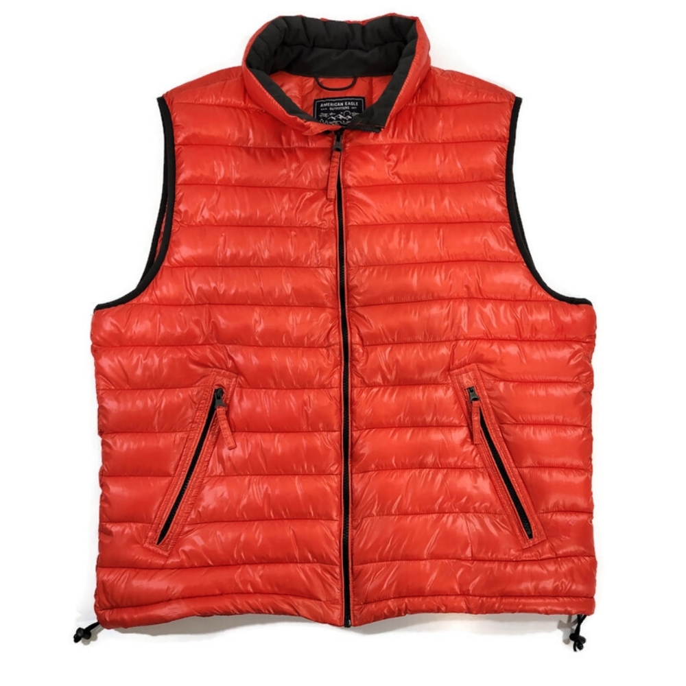 American Eagle Red / Orange Puffer Vest XL